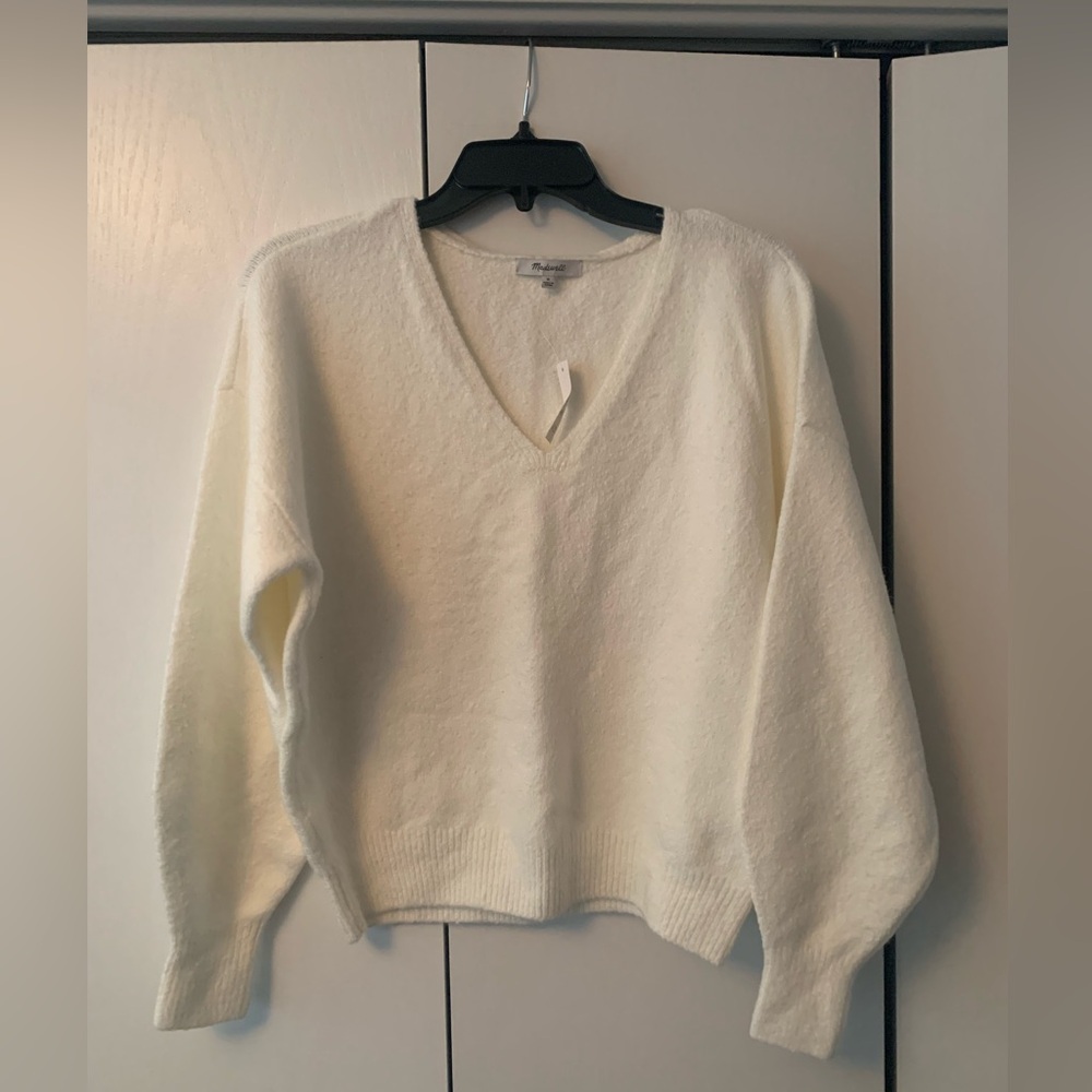 Madewell Cream V-Neck Sweater for Women